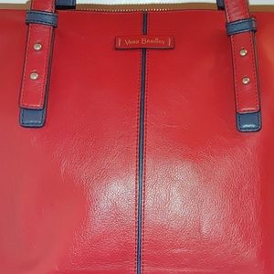 Leather bright red Vera Bradley tote